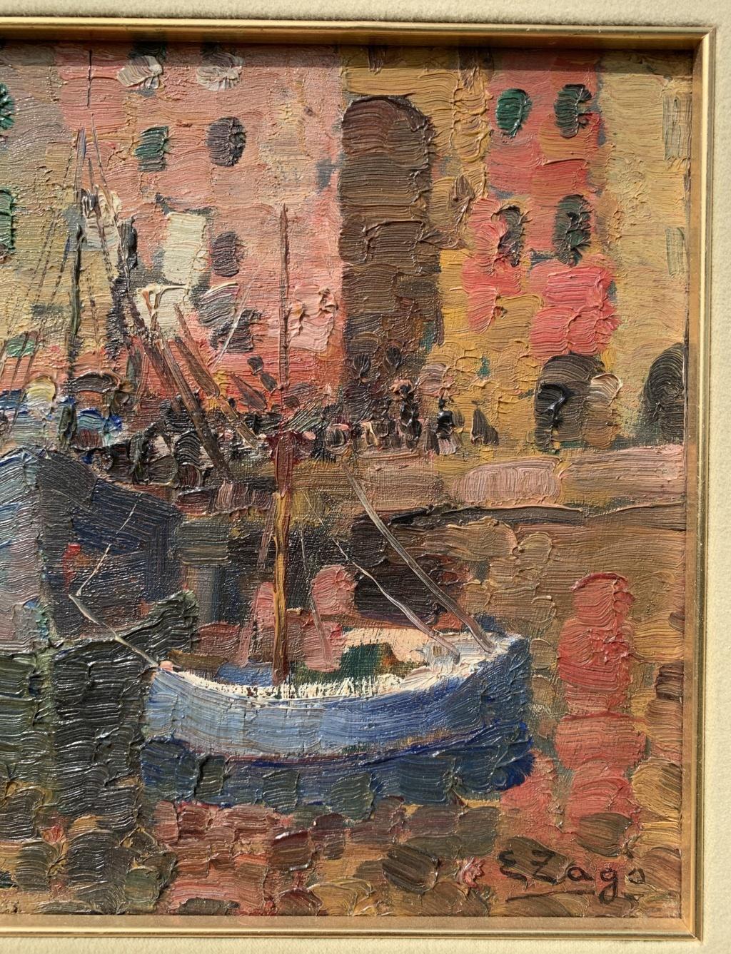Erma Sago (Venetian painter)- 20th century Genoa view painting - Signed - Art Nouveau Painting by Erma Zago