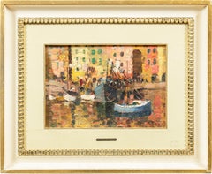 Erma Sago (pintora veneciana)- Pintura de vista de Génova del siglo XX - Firmado