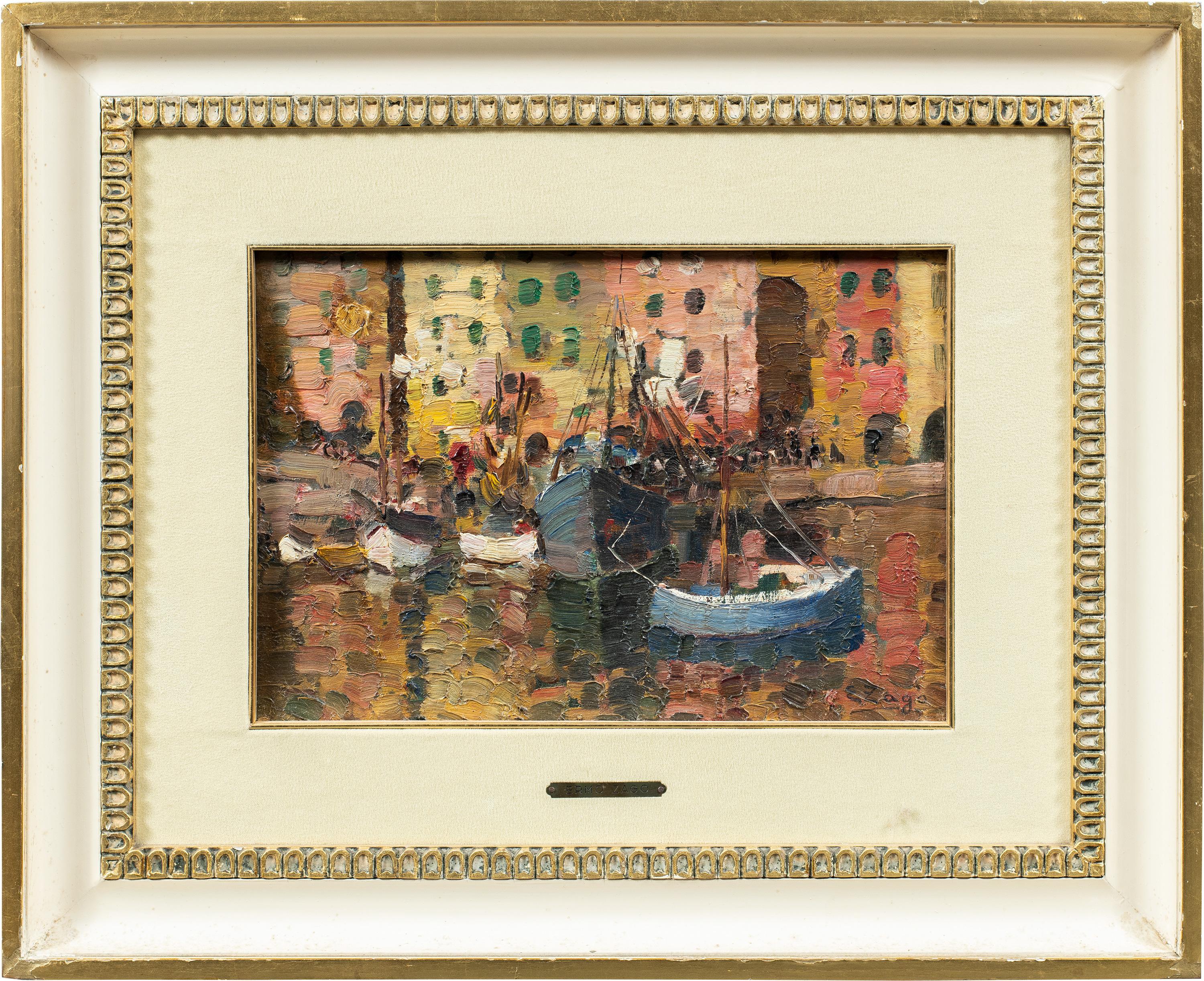 Erma Zago (pittore vedutista veneziano) - Paesaggio del XX secolo - Genova