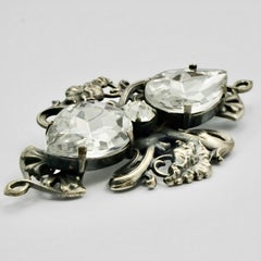 Ermani Bulatti Antiqued Silver Tone Clear Glass Rhinestones Brooch circa 1980s