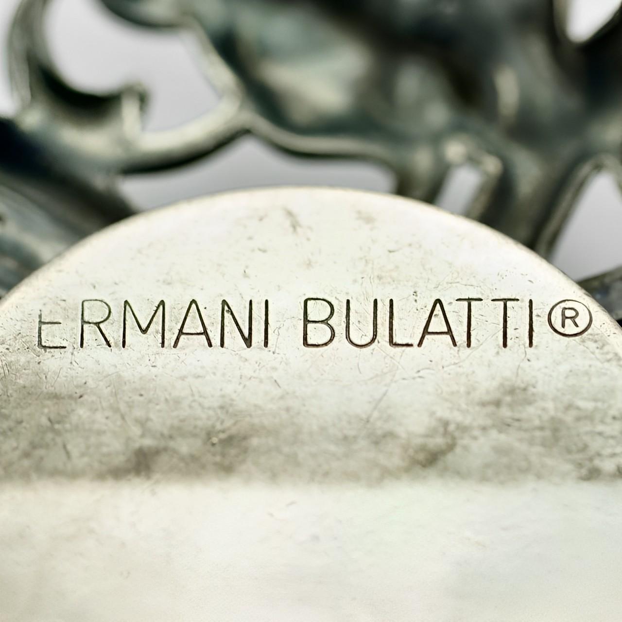 Ermani Bulatti Antiqued Silver Tone Clear Glass Rhinestones Brooch circa 1980s In Good Condition For Sale In London, GB