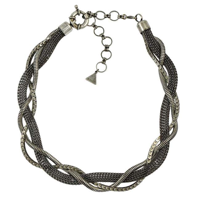 Gold Plated Five Strand Chain Link Necklace circa 1950s For Sale at ...