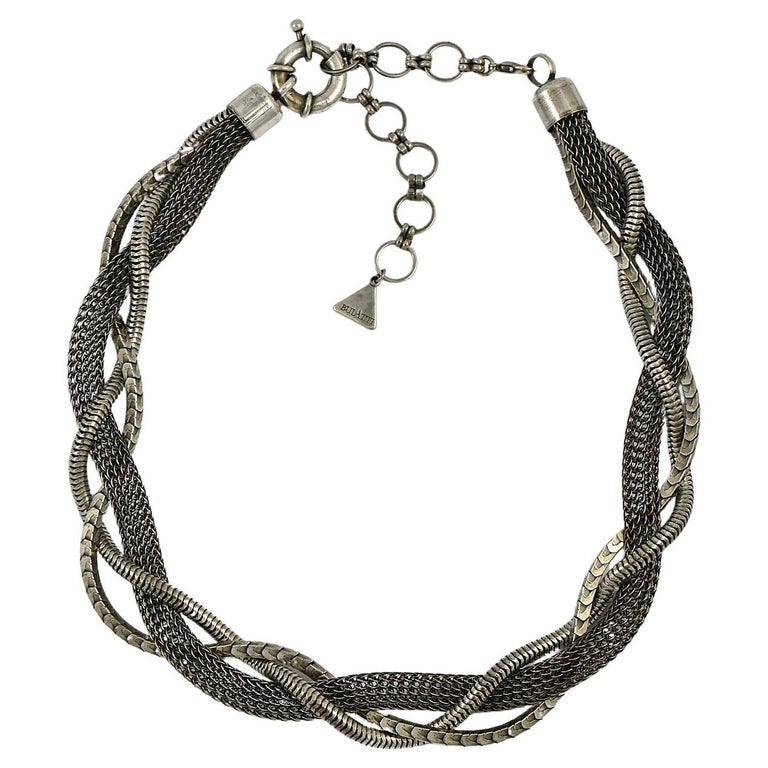 Ermani Bulatti Antiqued Silver Tone Triple Chain Necklace circa