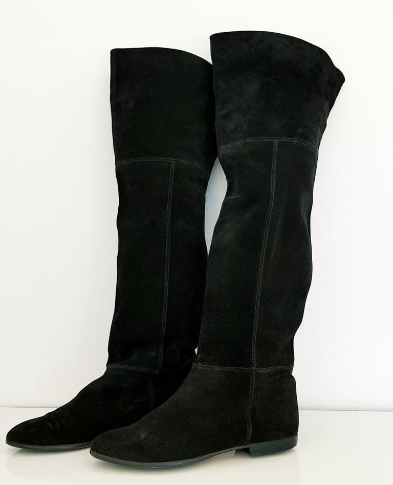 Ermanno Daelli High Black Suede High Boots - Size 40 (EU) For Sale at ...