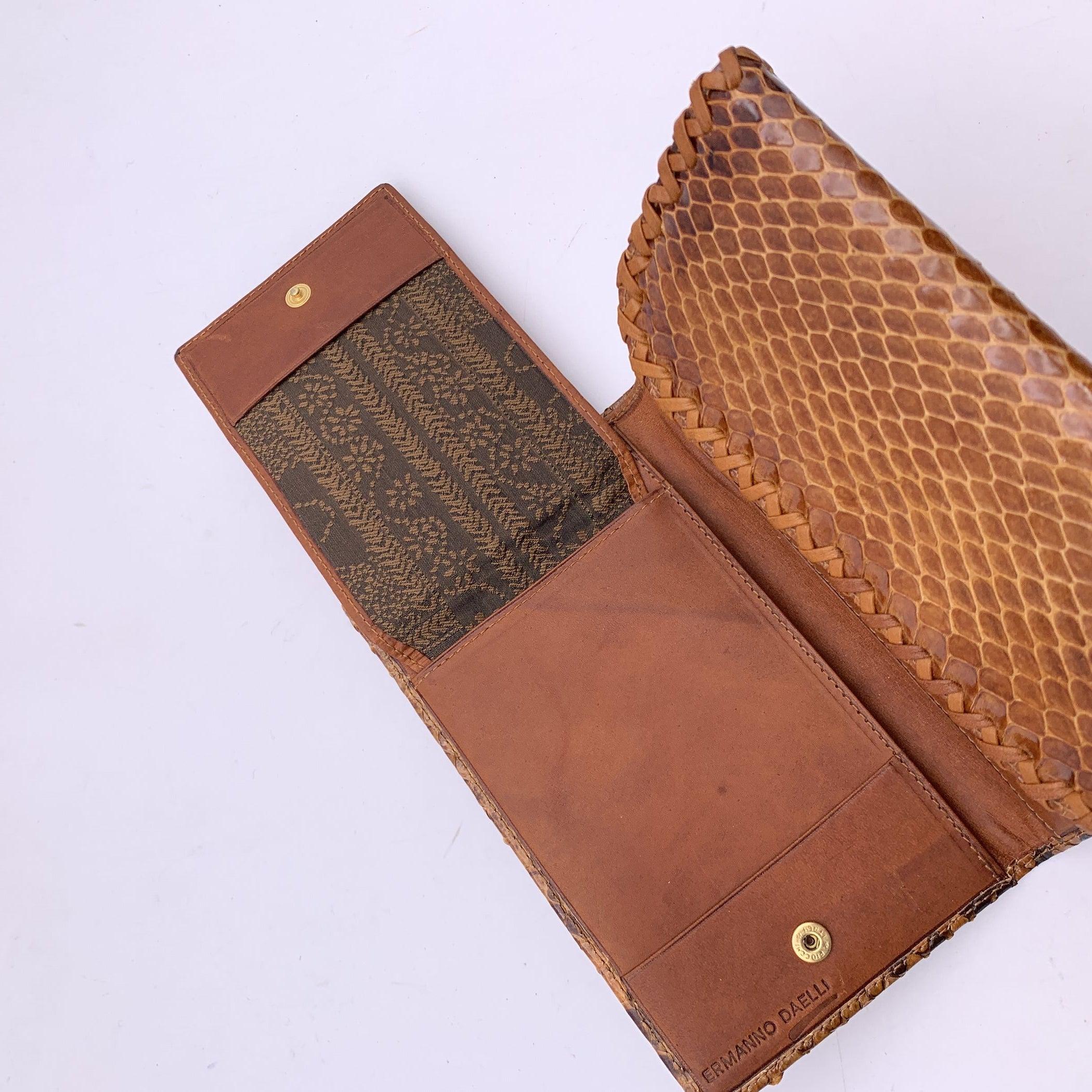 Ermanno Daelli Light Brown Flap Wallet with Checkbook Holder For Sale 1