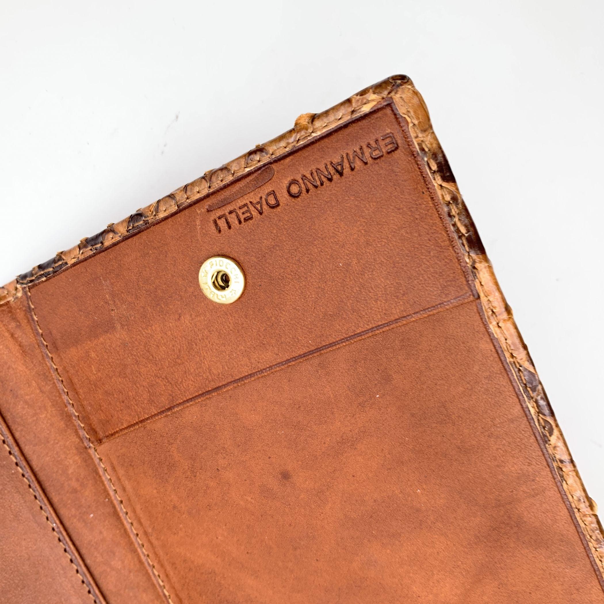 Ermanno Daelli Light Brown Flap Wallet with Checkbook Holder For Sale 2