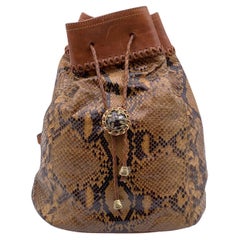 Ermanno Daelli Vintage Brown Leather Drawstring Backpack Shoulder Bag