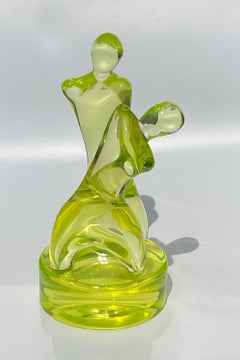 Ermanno Nason Cenedese Murano Duo Sculpture in Uranium Glass Abstract Figural