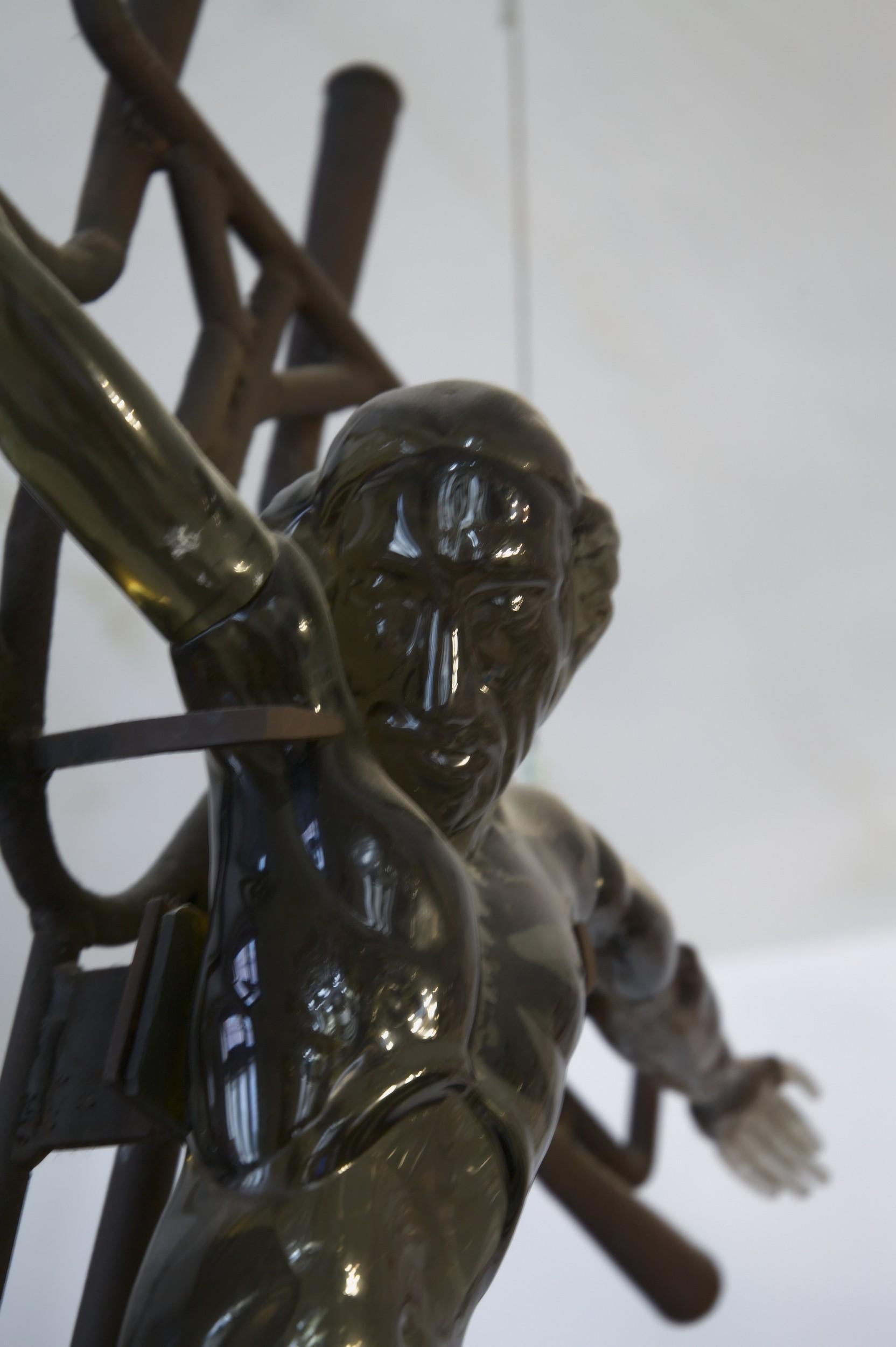 Ermanno Nason Christus der Glasbläser Murano Glas und Eisenpfeifen Anfang der 1970er Jahre im Angebot 4