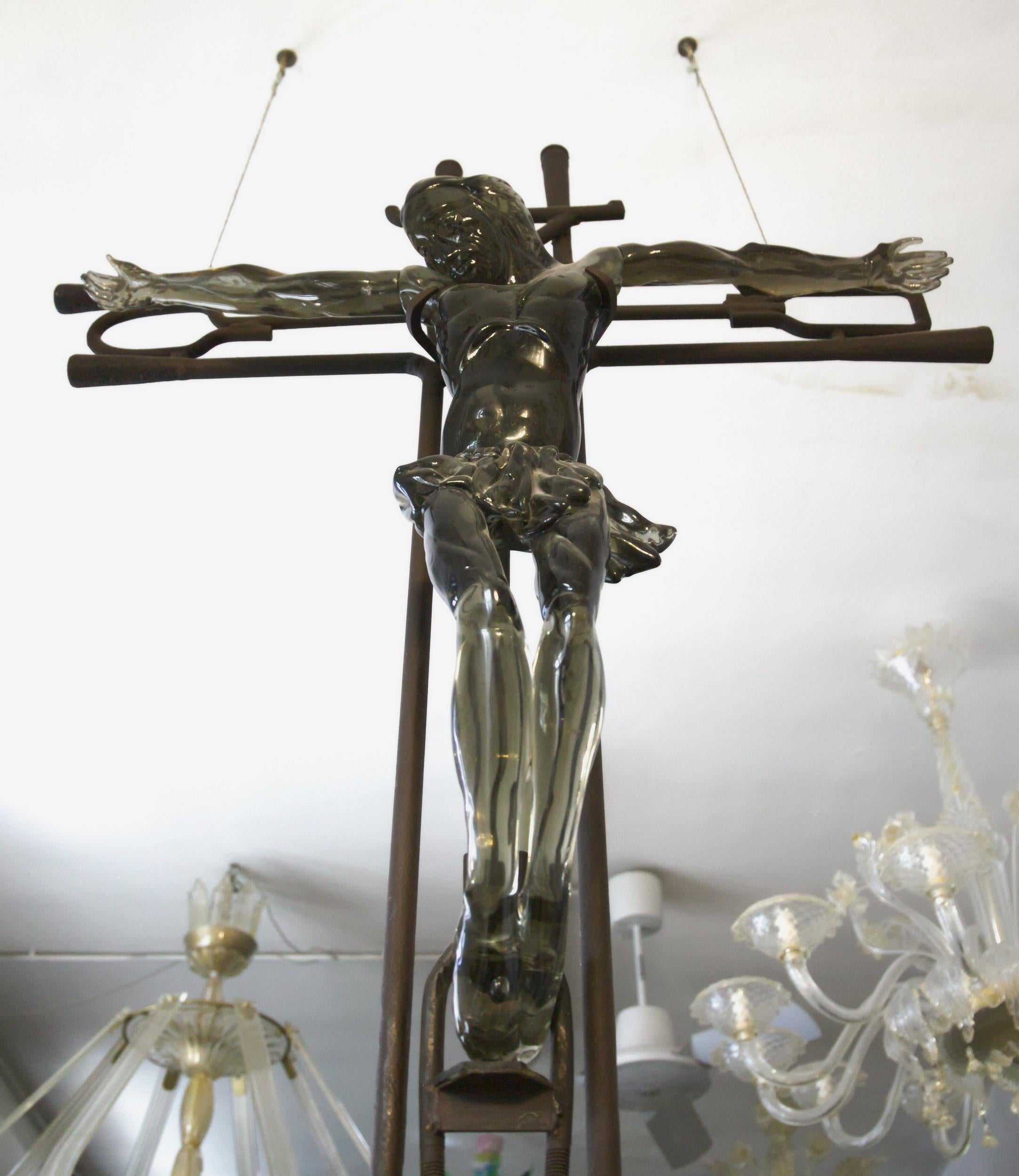 Verre Ermanno Nason Christ of the Glassblowers Murano Glass and Iron Pipes du début des années 1970 en vente