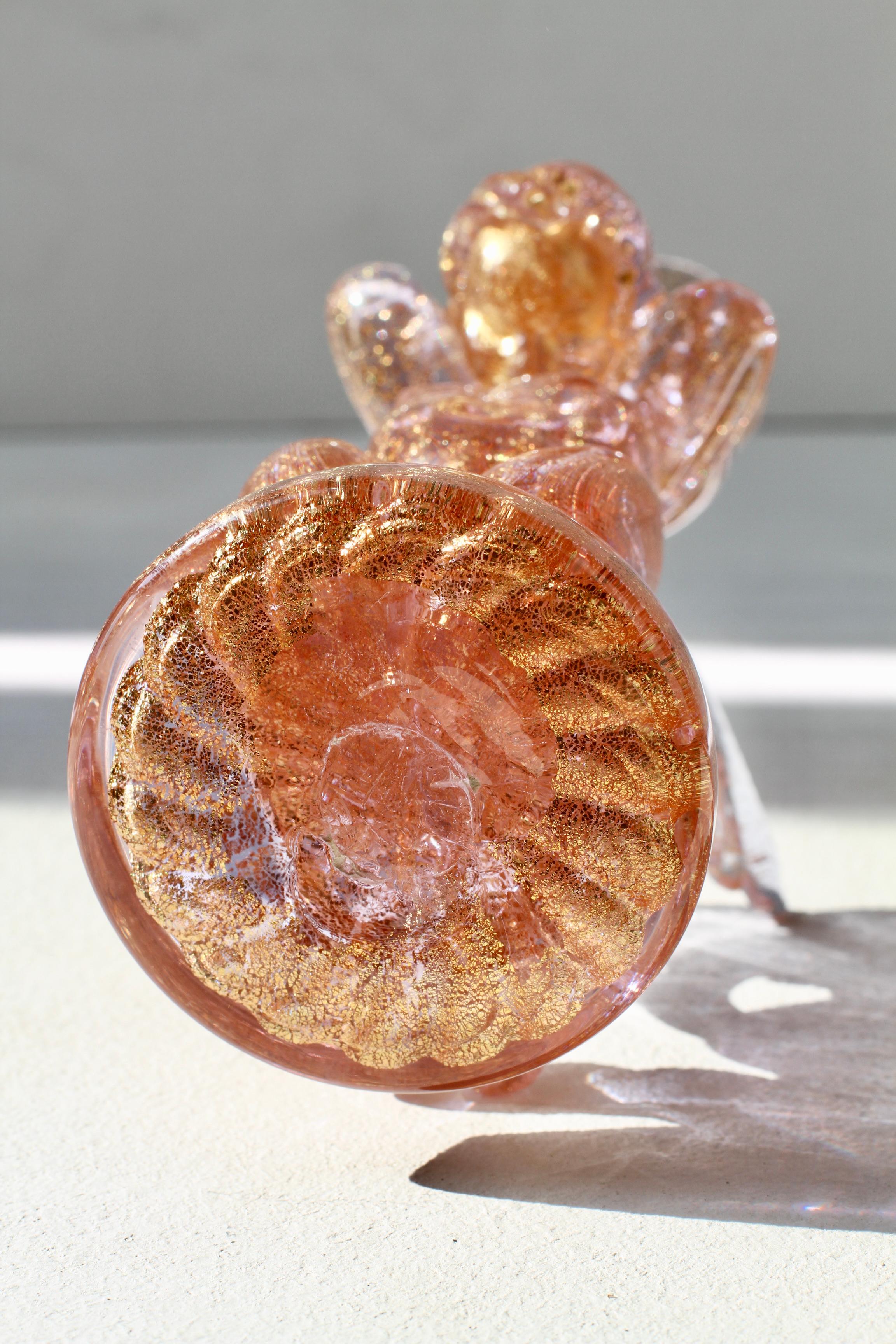 Ermanno Nason for Cenedese Attrib. Italian Pink Murano Glass Candlestick Holder For Sale 11