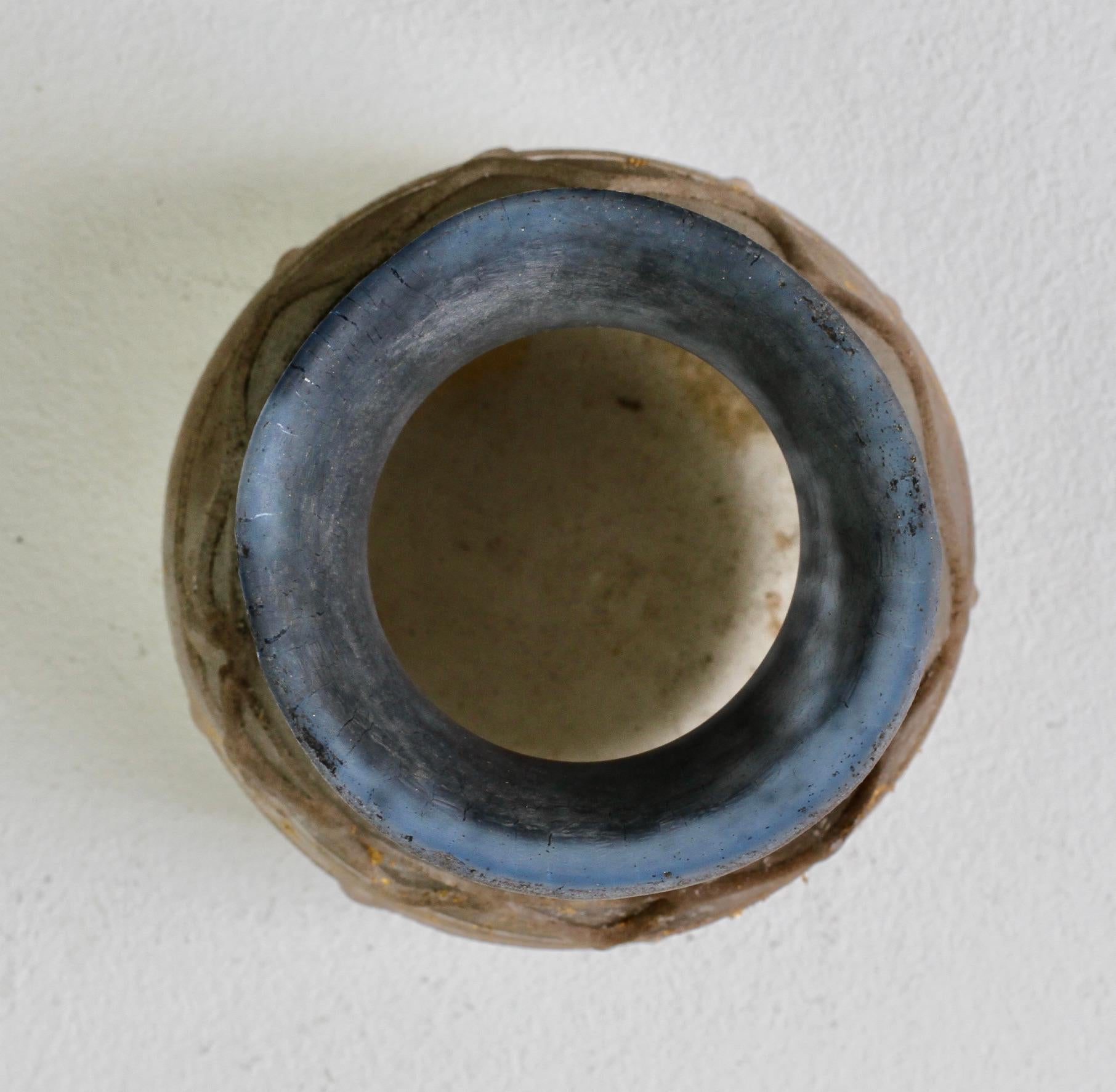 Ermanno Nason for Cenedese Gold & Blue 'Scavo con Greche' Murano Glass Vase en vente 9