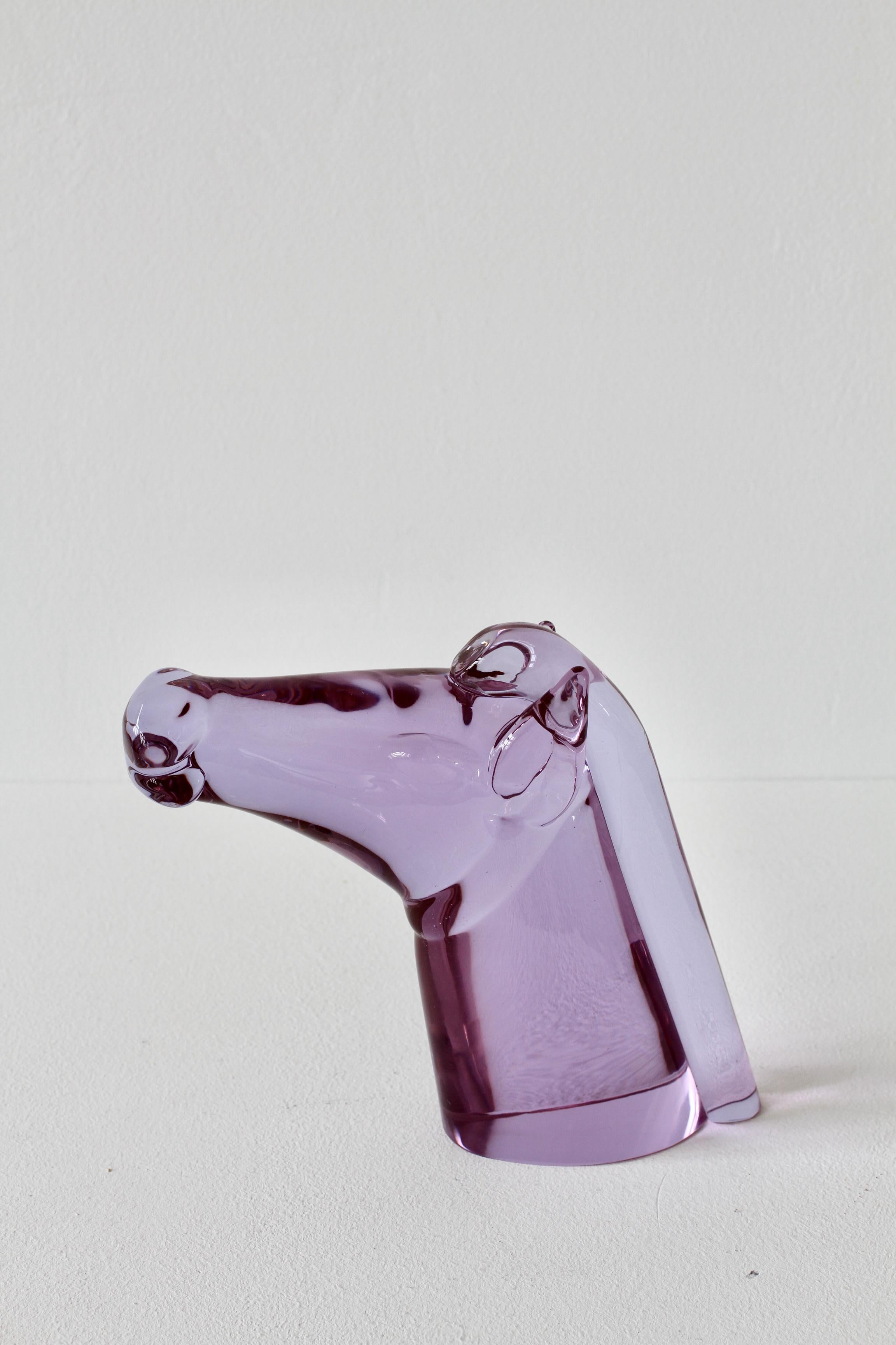 Italienische Murano- Alexandrit-Glas-Pferdenkopf-Skulptur von Ermanno Nason für Cenedese im Angebot 11
