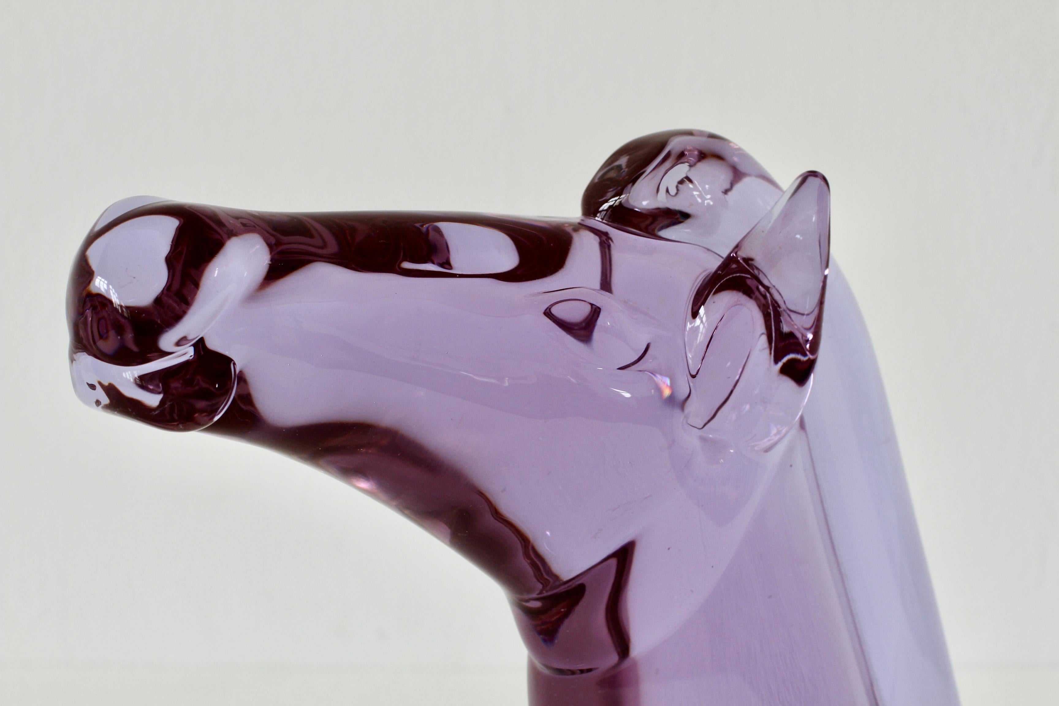 Italienische Murano- Alexandrit-Glas-Pferdenkopf-Skulptur von Ermanno Nason für Cenedese im Angebot 12