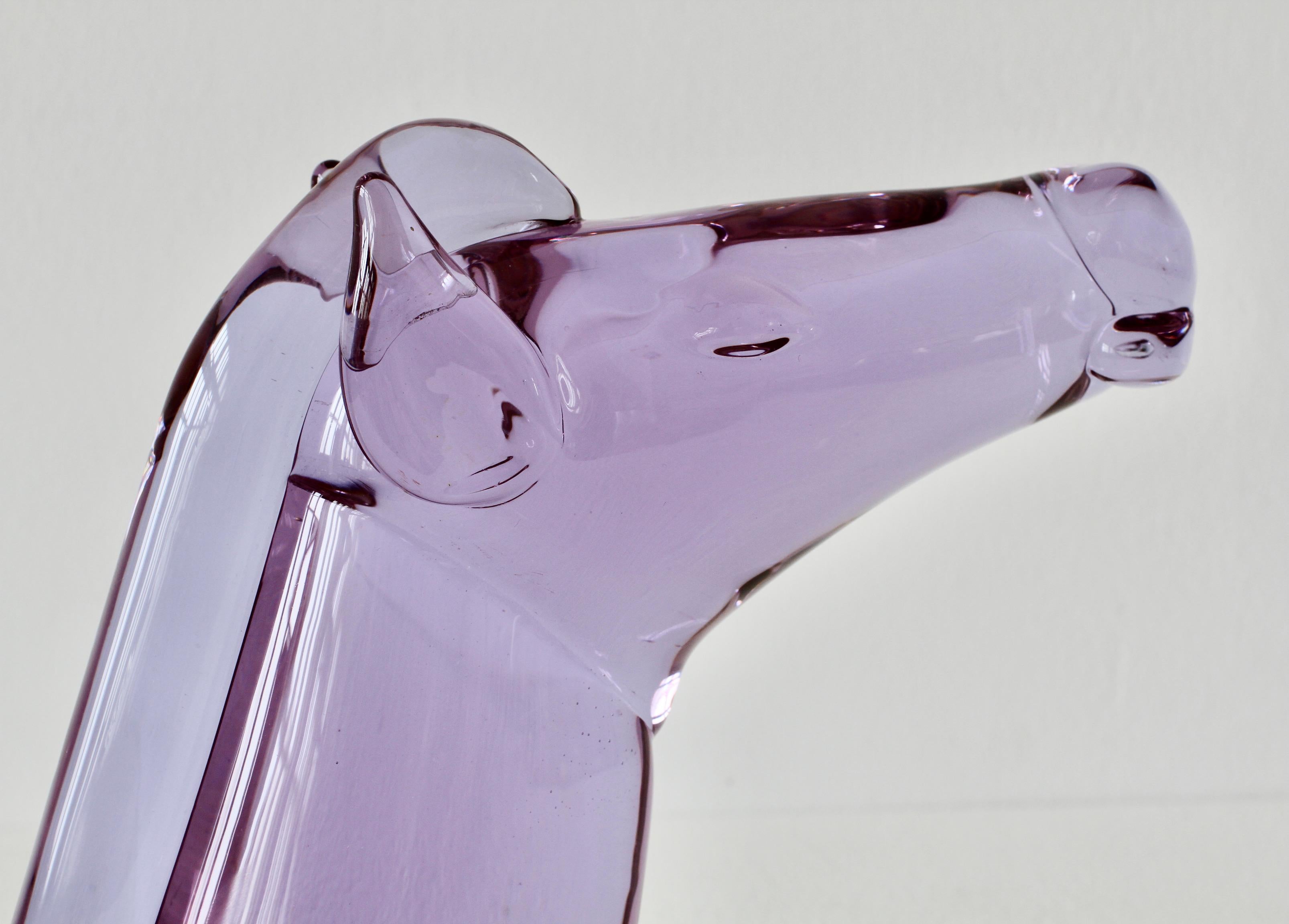 Italienische Murano- Alexandrit-Glas-Pferdenkopf-Skulptur von Ermanno Nason für Cenedese im Angebot 13