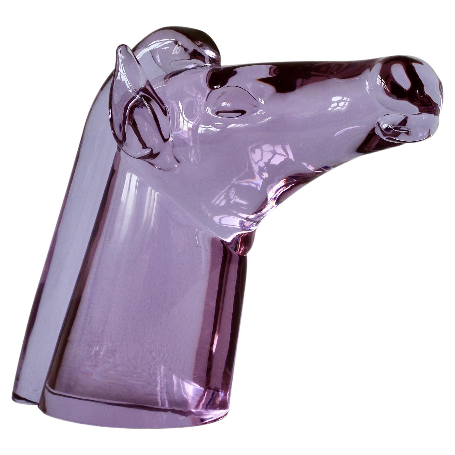 Ermanno Nason for Cenedese Italian Murano Alexandrite Glass Horse Head Sculpture For Sale