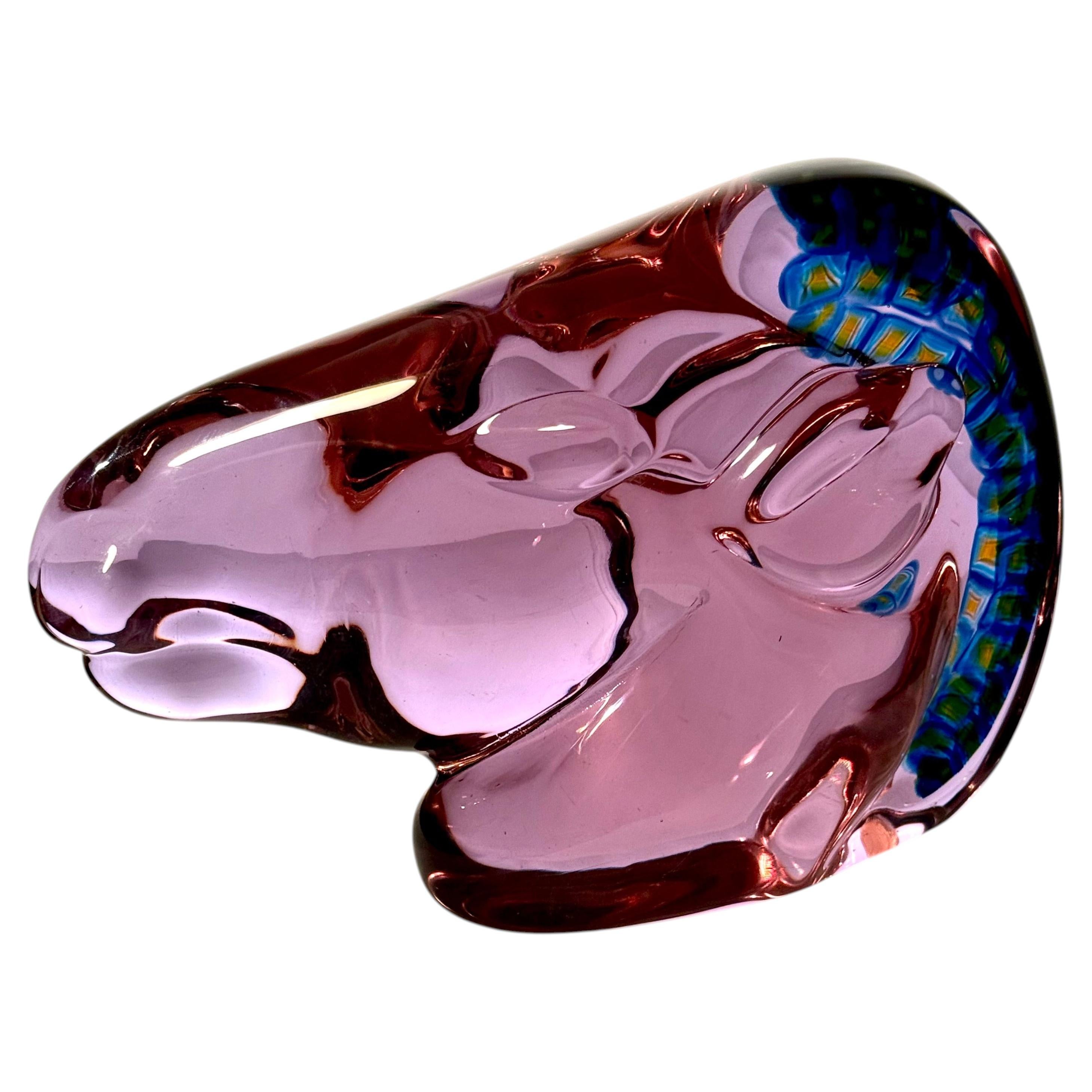 Sculpture en verre alexandrite « Tête de cheval » d'Ermanno Nason pour Cenedese Murano en vente