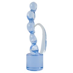 Ermanno Nason pour Cenedese, Murano. Grande sculpture en verre d'art bleu clair.