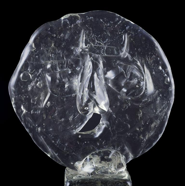 Ermanno Nason pour Cenedese, Murano. Grande sculpture d'un visage en verre d'art transparent Excellent état - En vente à København, Copenhagen