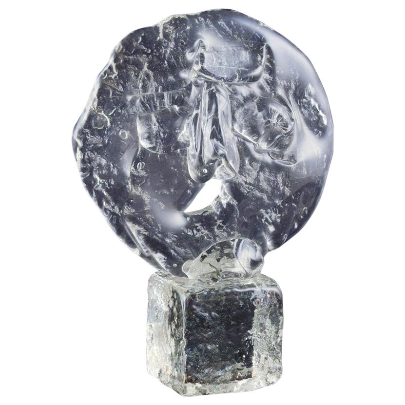 Ermanno Nason pour Cenedese, Murano. Grande sculpture d'un visage en verre d'art transparent en vente