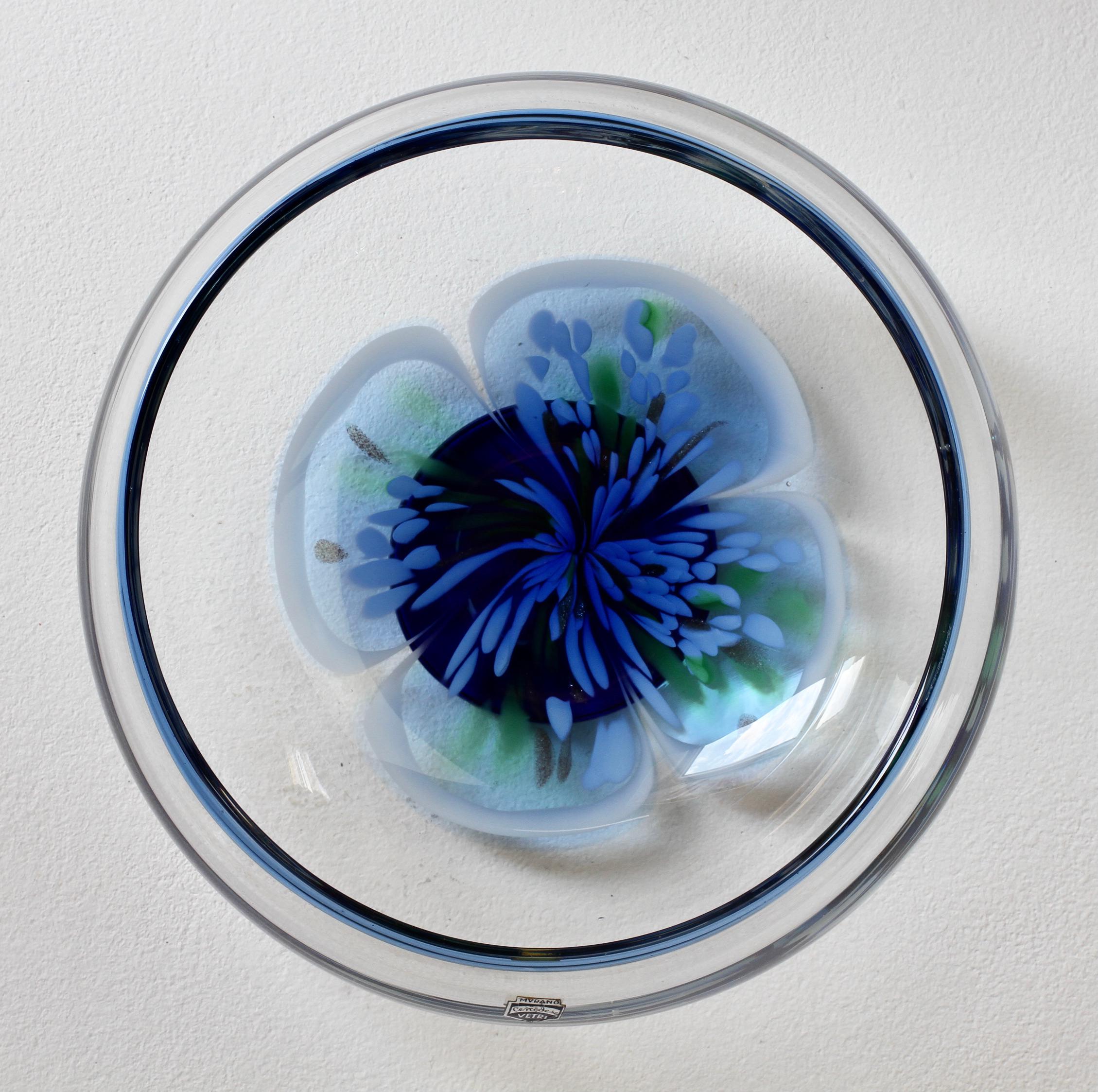 Mid-Century moderno Ermanno Nason for Cenedese firma una grande ciotola per fiori in vetro di Murano, circa anni '70 in vendita