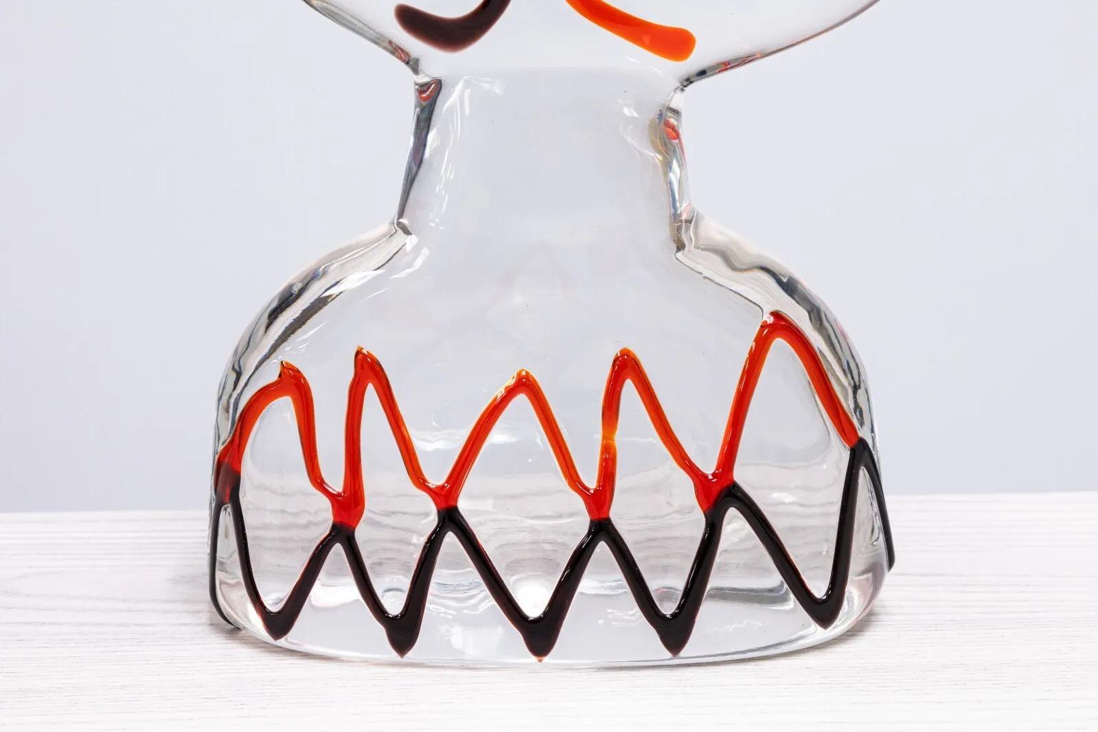 Murano Glass Ermanno Nason Italian Murano Cubist Modern Face Glass Sculpture Signed 1970's For Sale