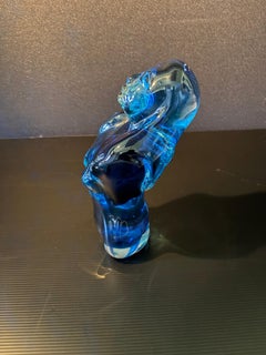 Ermanno Nason Mid-Century Murano Blue Glass Female Sculpture