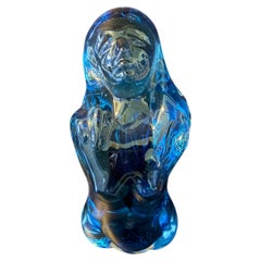 Ermanno Nason Mid-Century Murano Blue Glass Female Sculpture