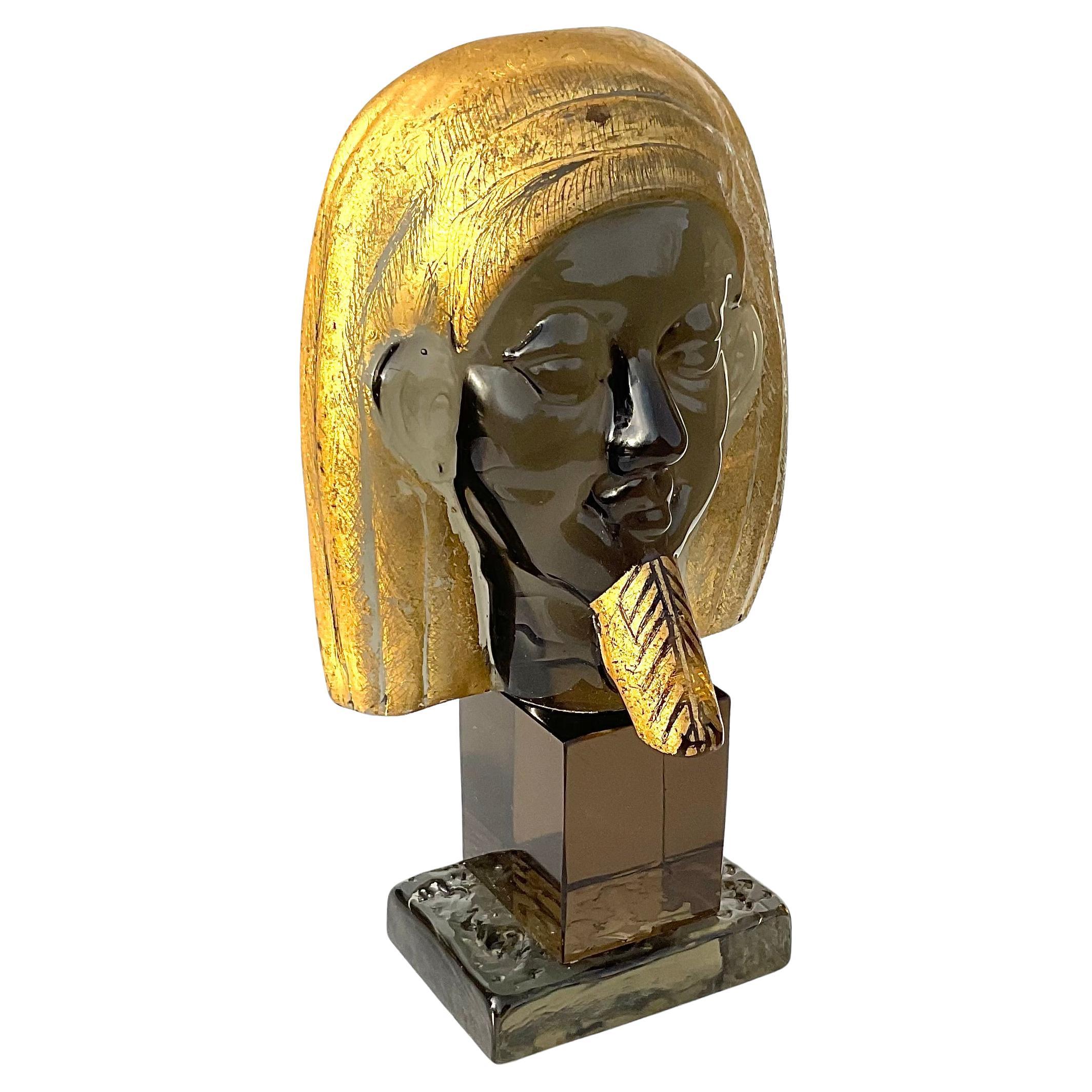 Ermanno Nason Murano Art Glass Sculpture of King Tut Signed and dated 1975  For Sale