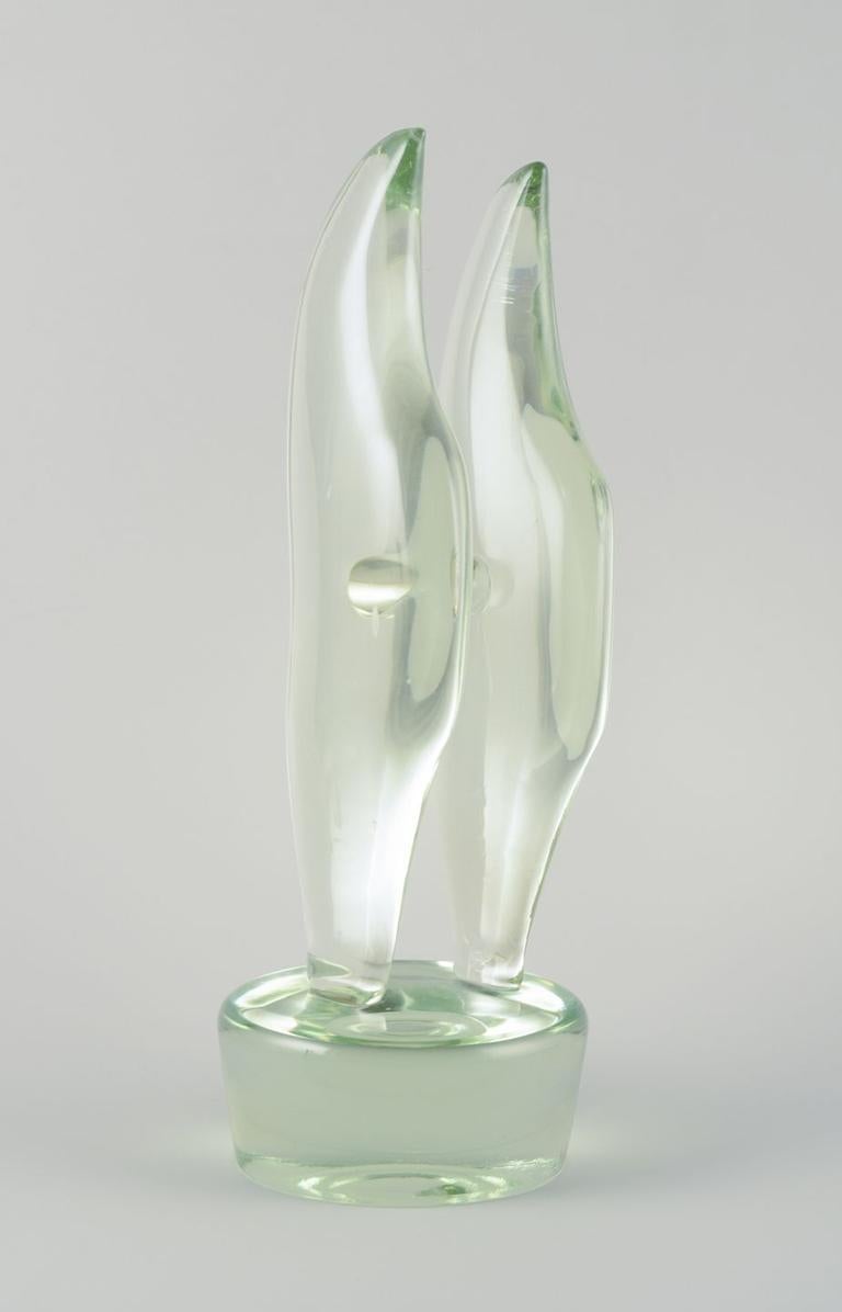 PRE-OWNED GOODS ARE EXEMPT FROM IMPORT TARIFFS FOR U.S., UK, AUSTRALIAN & CANADIAN CUSTOMERS.   
THEREFORE, NO IMPORT TARIFFS WILL BE APPLICABLE TO YOUR PURCHASE. 

Ermanno Nason, Murano, Italy.
Large sculpture in light green art glass. Organic