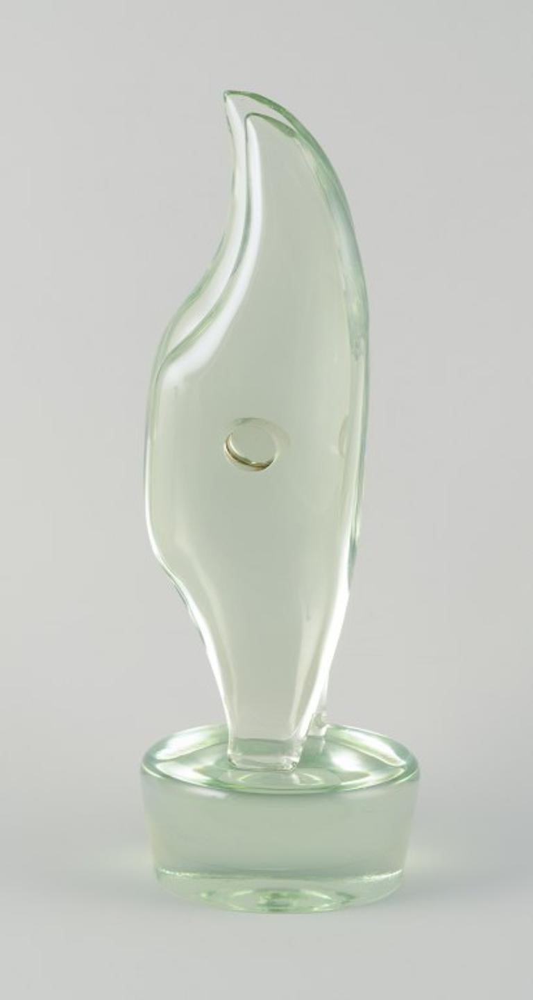 Italian Ermanno Nason, Murano. Large sculpture in light green art glass. Organic form. For Sale