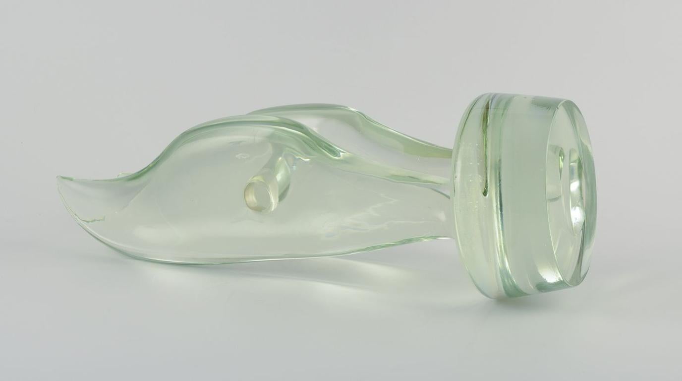 Mid-20th Century Ermanno Nason, Murano. Large sculpture in light green art glass. Organic form. For Sale