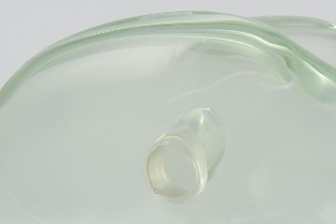 Art Glass Ermanno Nason, Murano. Large sculpture in light green art glass. Organic form. For Sale
