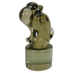 Ermanno Nason signiert Murano grünes Kunstglas Liebhaber Figur Skulptur 11"