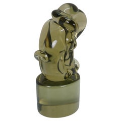Ermanno Nason Signed Murano Green Art Glass Lovers Figurine Sculpture 11"