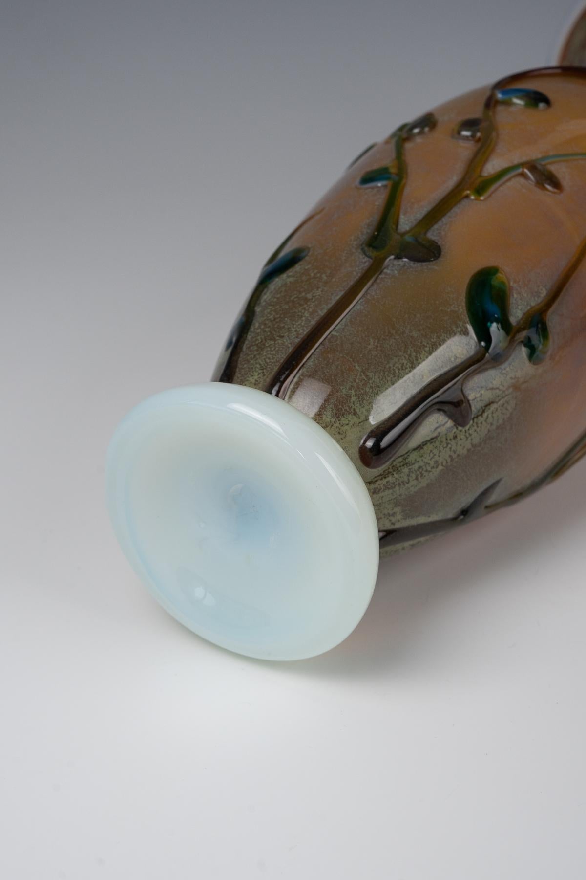 Vetro di Murano Ermanno Nason, vaso con disegno floreale, 1963-1972 ca. in vendita