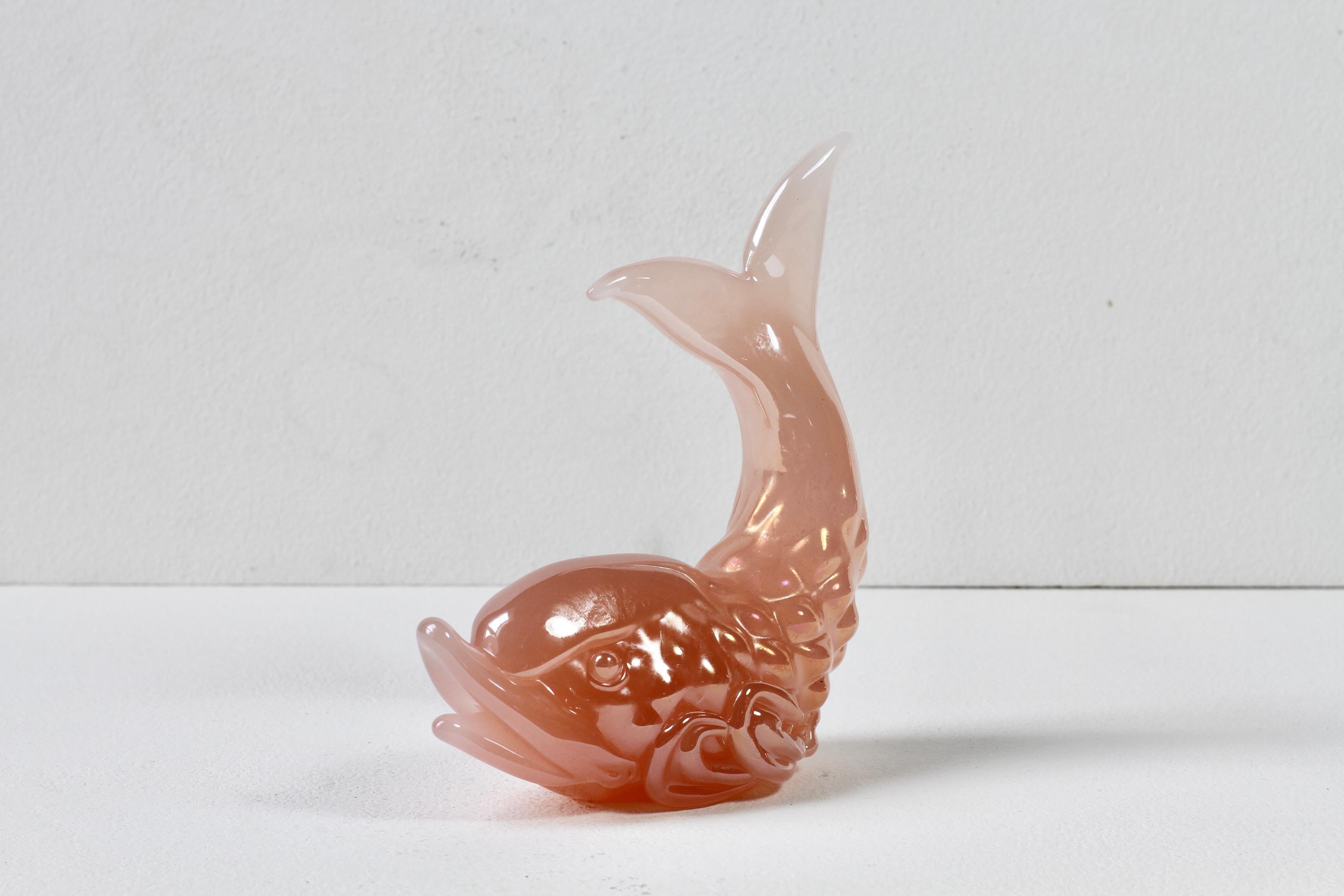 Ermanno Nason Vintage Mid-Century Italienisch Murano Rosa Glas Koi Fisch Skulptur im Angebot 8
