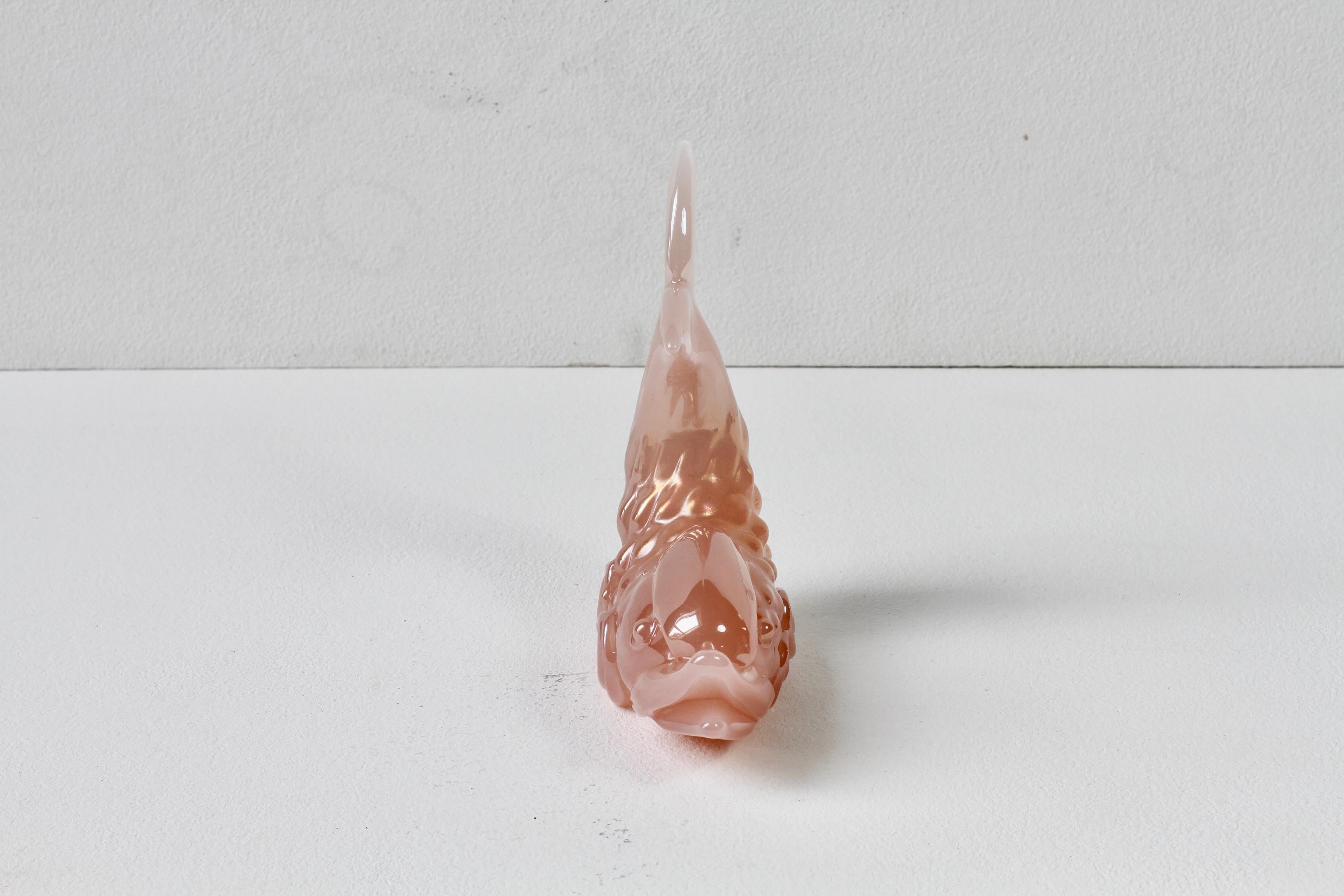 Ermanno Nason Vintage Mid-Century Italienisch Murano Rosa Glas Koi Fisch Skulptur im Angebot 12