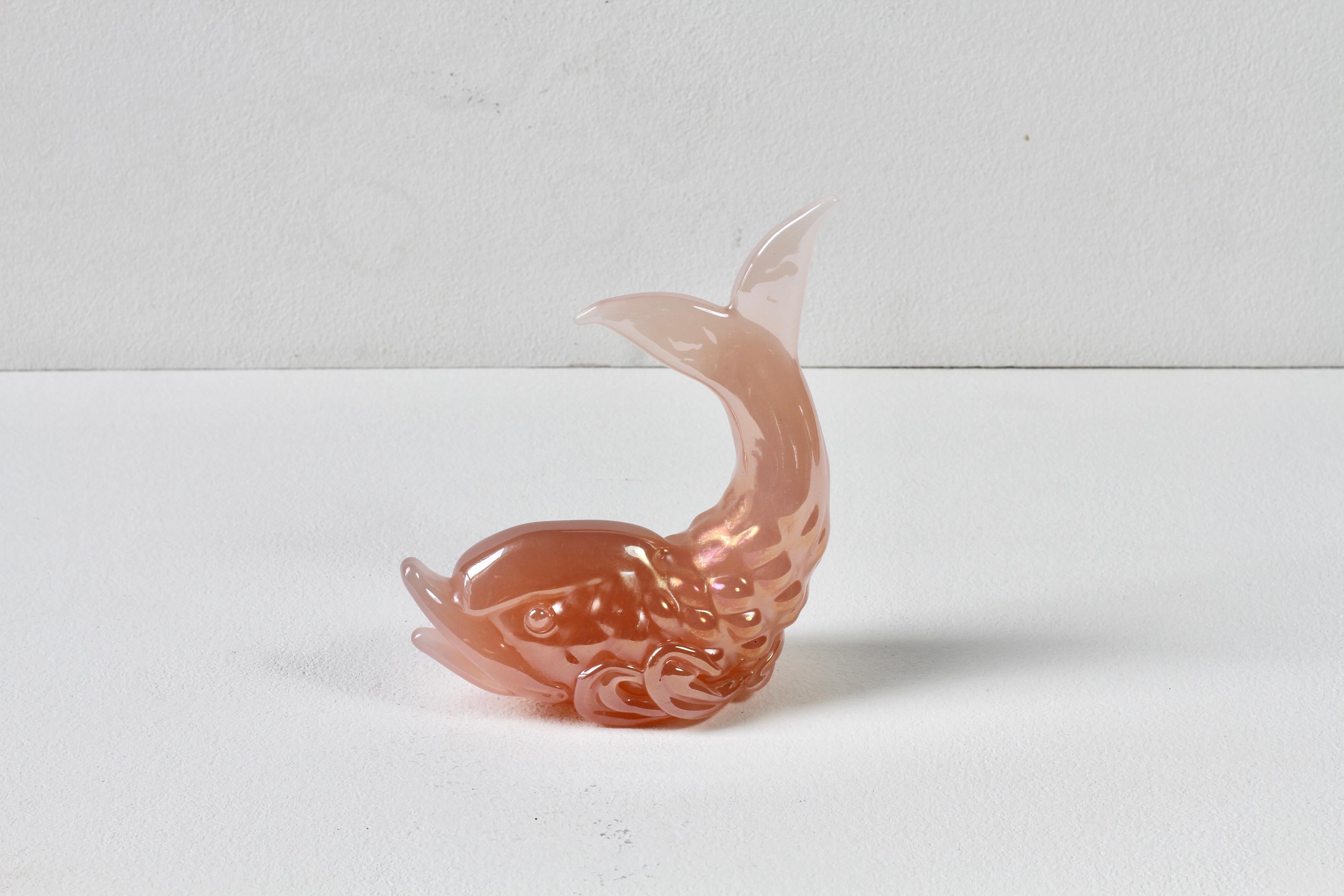 Ermanno Nason Vintage Mid-Century Italienisch Murano Rosa Glas Koi Fisch Skulptur (Geblasenes Glas) im Angebot