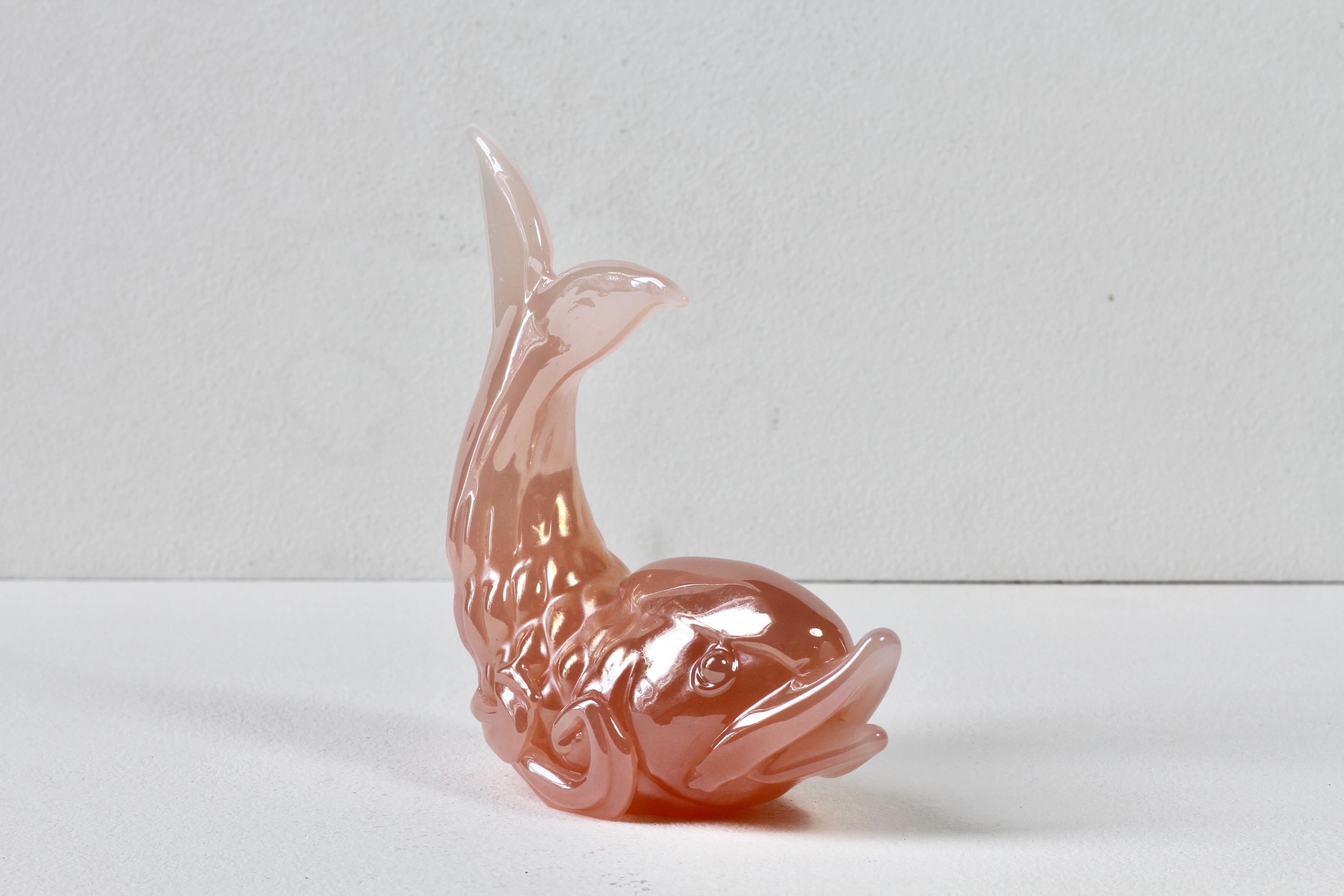 Ermanno Nason Vintage Mid-Century Italienisch Murano Rosa Glas Koi Fisch Skulptur im Angebot 2