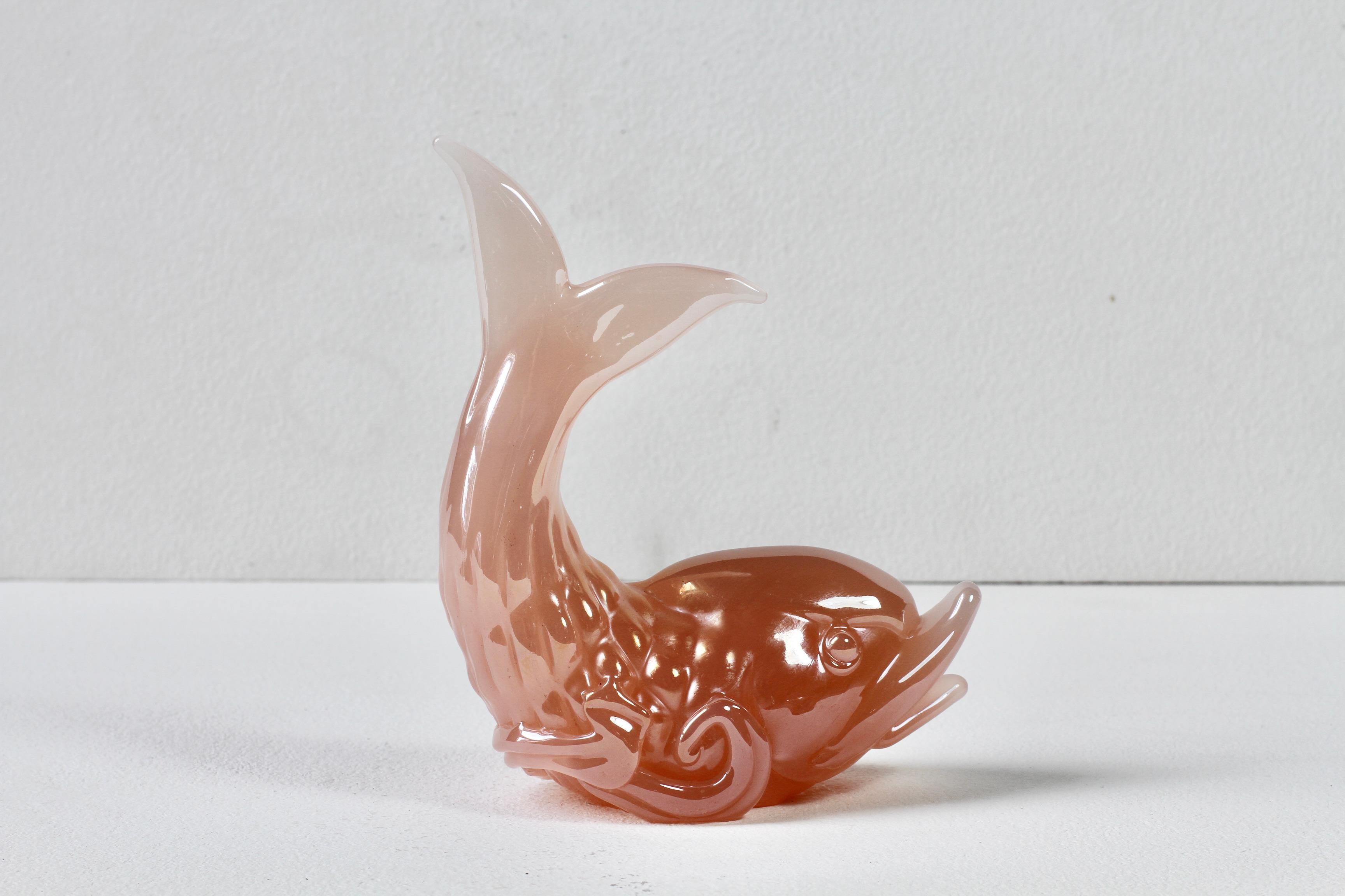 Ermanno Nason Vintage Mid-Century Italienisch Murano Rosa Glas Koi Fisch Skulptur im Angebot 3