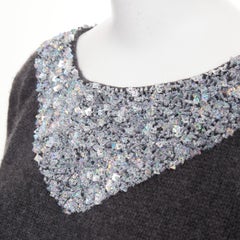 ERMANNO SCERVINO 100% cashmere holographic bead embellished collar sweater