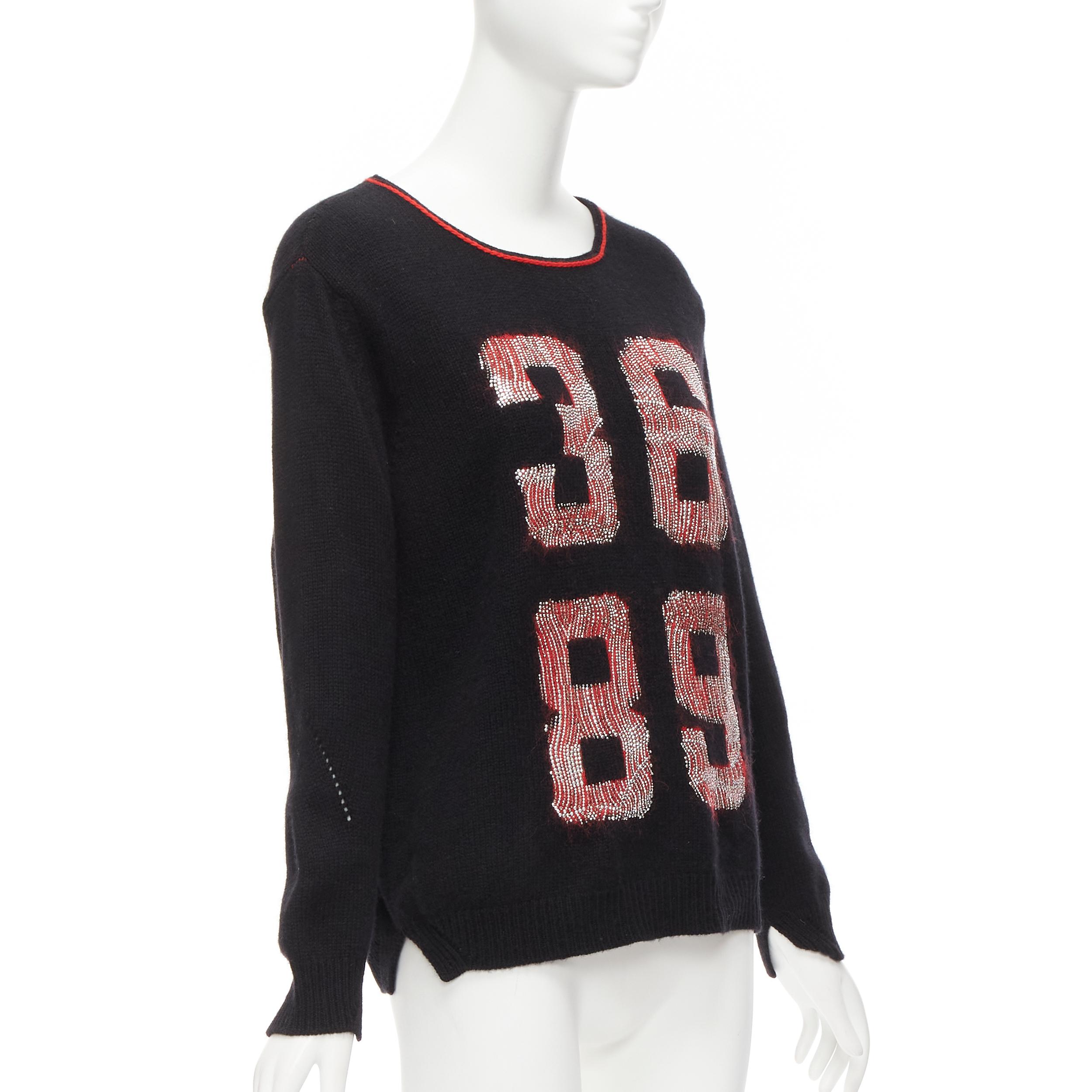 ERMANNO SCERVINO 100% cashmere mohair 3689 black red sweater IT40 S In Excellent Condition For Sale In Hong Kong, NT