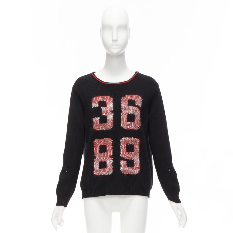 ERMANNO SCERVINO 100% cashmere mohair 3689 black red sweater IT40