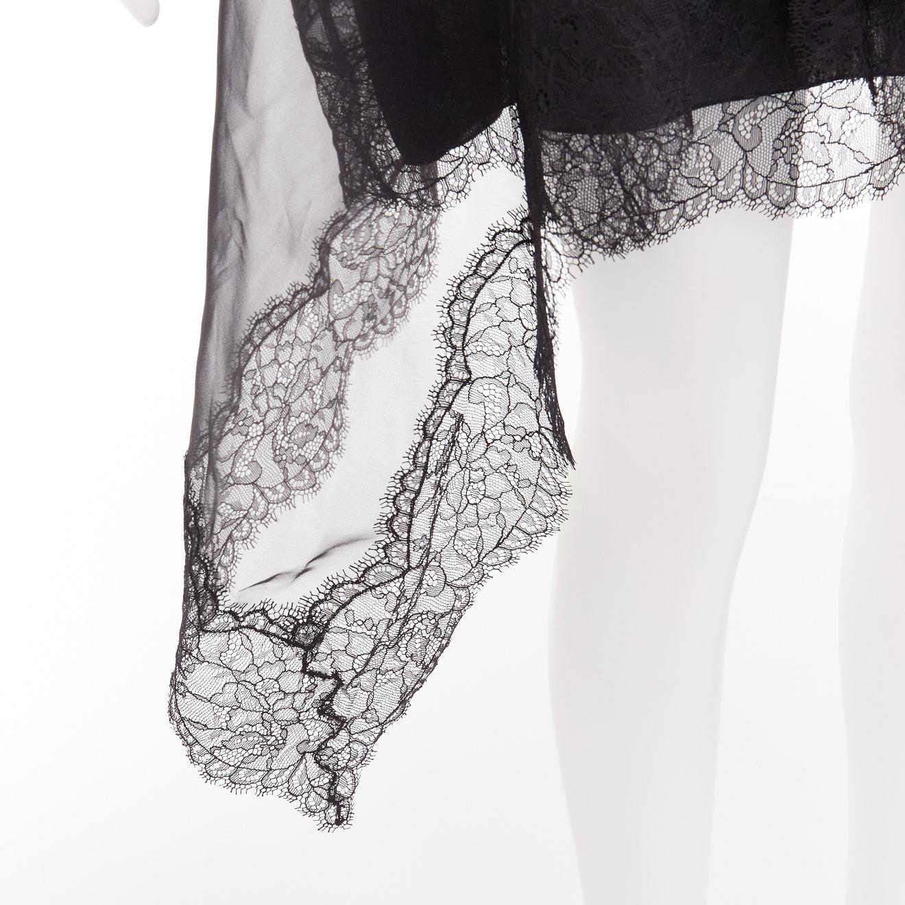 ERMANNO SCERVINO 2018 black lace overlay cascade asymmetric mini skirt IT40 S 3