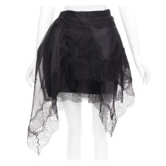 ERMANNO SCERVINO 2018 mini falda asimétrica en cascada con superposición de encaje negro IT40 S