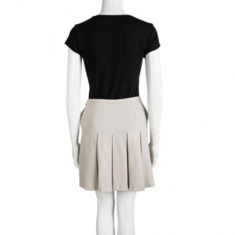 Ermanno Scervino Beige Wool Pleated Mini Skirt S Damen im Angebot