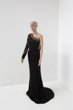 Ermanno Scervino black and gold sequined evening dress