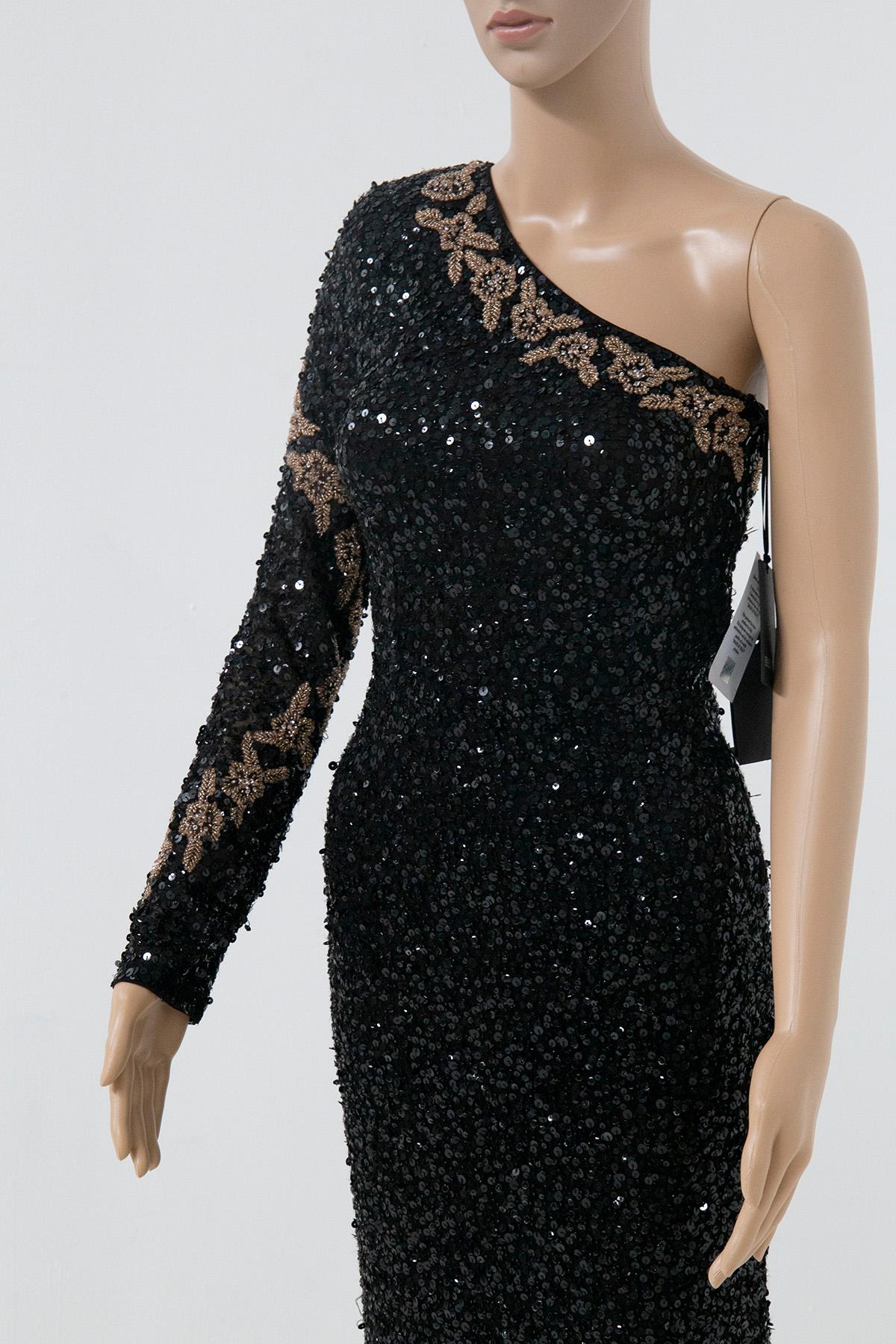 Women's Ermanno Scervino black and gold sequined evening dress For Sale
