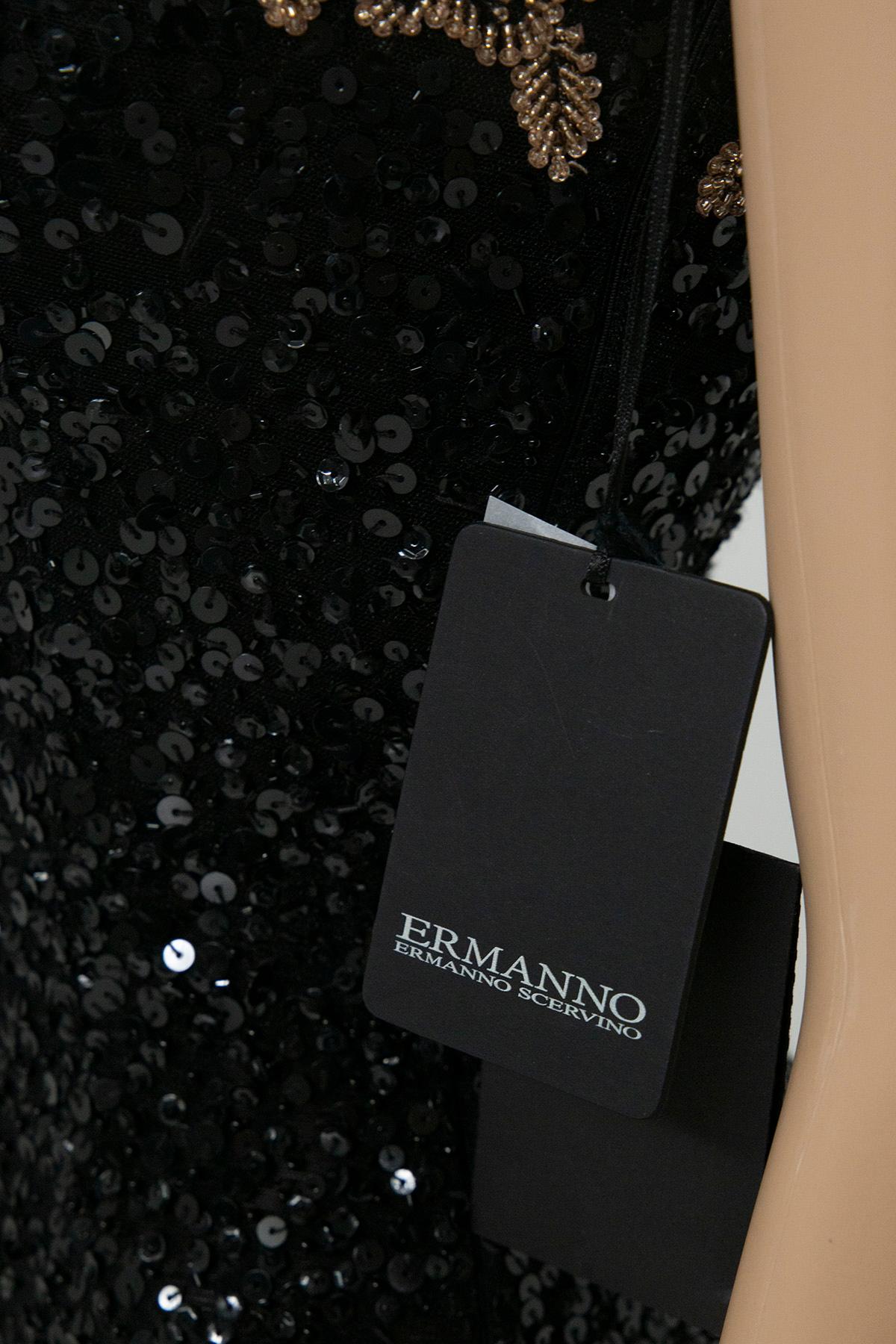 Schwarzes und goldenes Pailletten-Abendkleid von Ermanno Scervino im Angebot 3